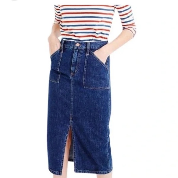 J. Crew Dresses & Skirts - Jcrew denim high front slit skirt